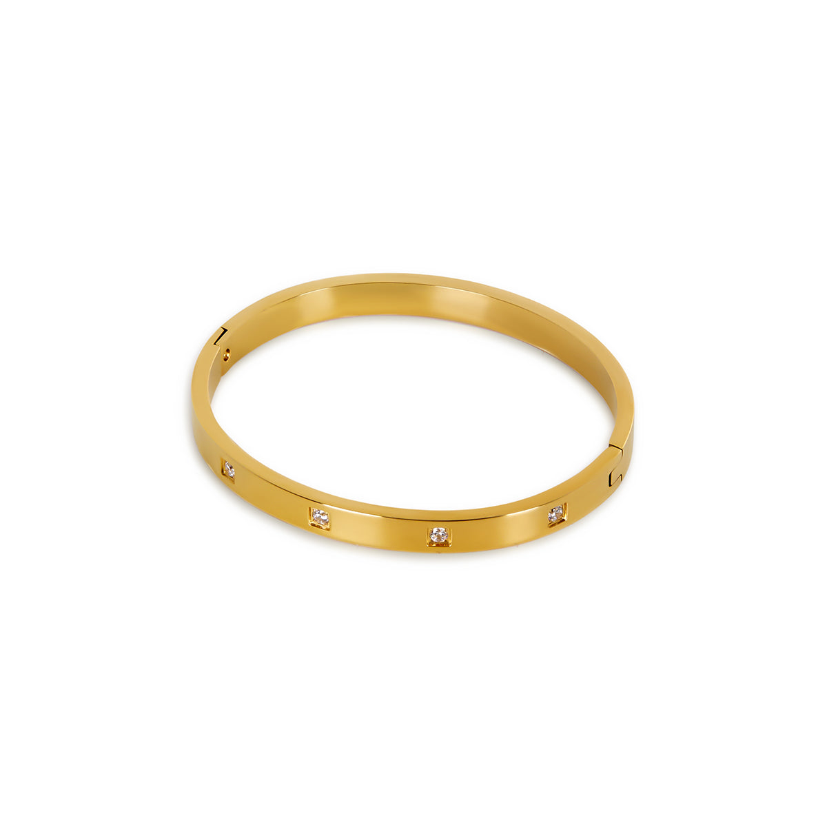 Hibah Box Stone Bracelet in gold, made from 316L stainless steel with 18K gold plating, showcasing its elegant design.